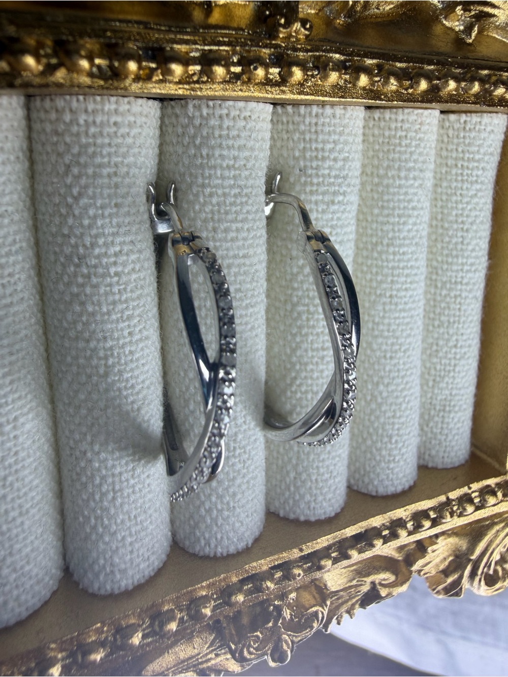 Sterling Silver Natural Diamond Accent Infinity Hoop Earrings - Sterling Silver